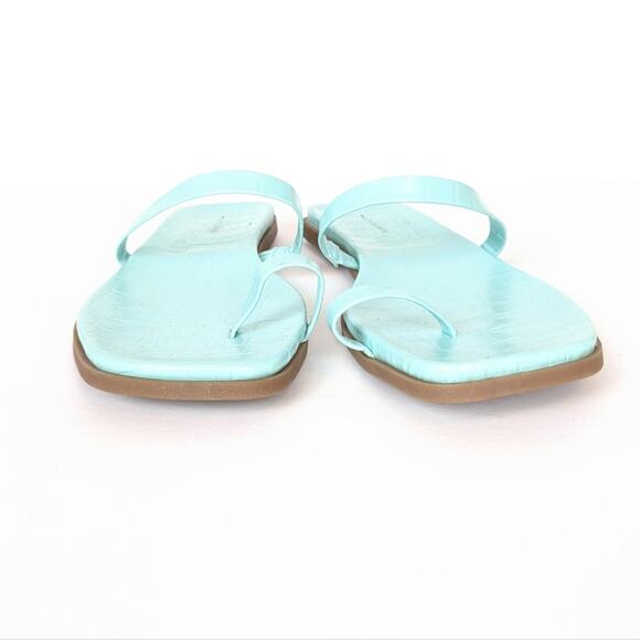 14th & Union Womens Shoes Cece Light Blue Croco Flat Sandals Size 7.5 - Picture 3 of 9